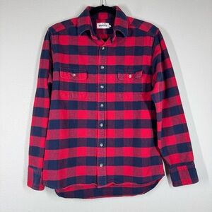 Taylor Stitch Flannel Plaid Button Up Long Sleeve Shirt Blue Red Men’s 38 Small